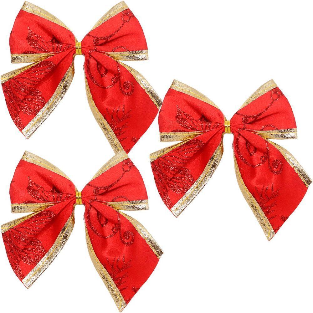 Kit 18 Enfeite Laços Vermelho Natalino árvore Natal De 10cm - 3