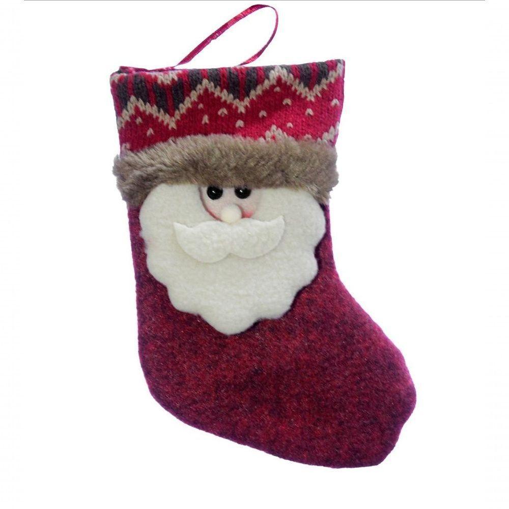 Trio Decoração Natal Bota Meia Rena Papai Noel Boneco Neve Natalino 18cm - 4