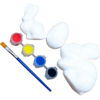 Kit 12 Coelhos Com Ovos Páscoa Em Isopor Tintas Para Pintar - 1