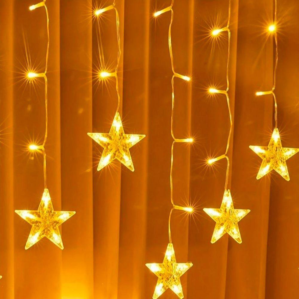 Cascata Pisca Estrelas 405 Leds Amarelo Fio Branco 10m 220v - 4