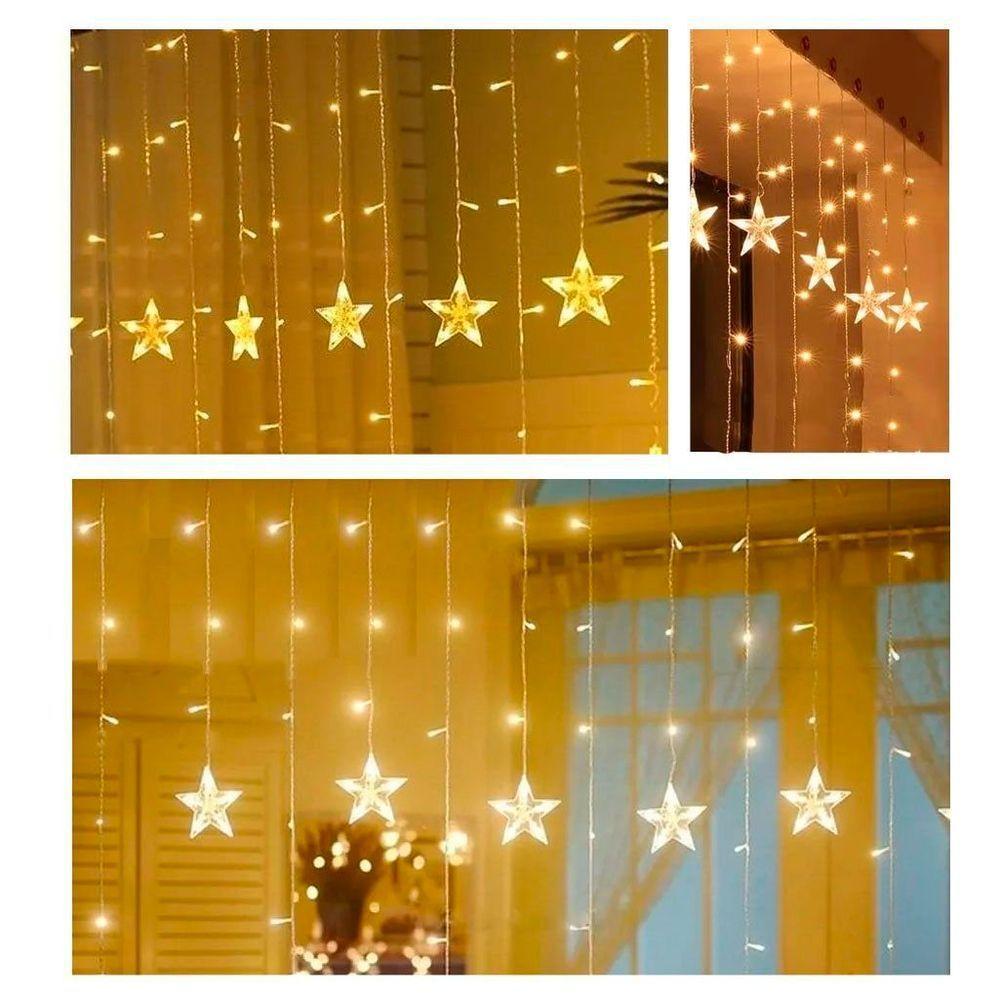 Cascata Pisca Estrelas 405 Leds Amarelo Fio Branco 10m 220v - 5