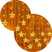 Cascata Pisca Estrelas 405 Leds Amarelo Fio Branco 10m 220v - 1