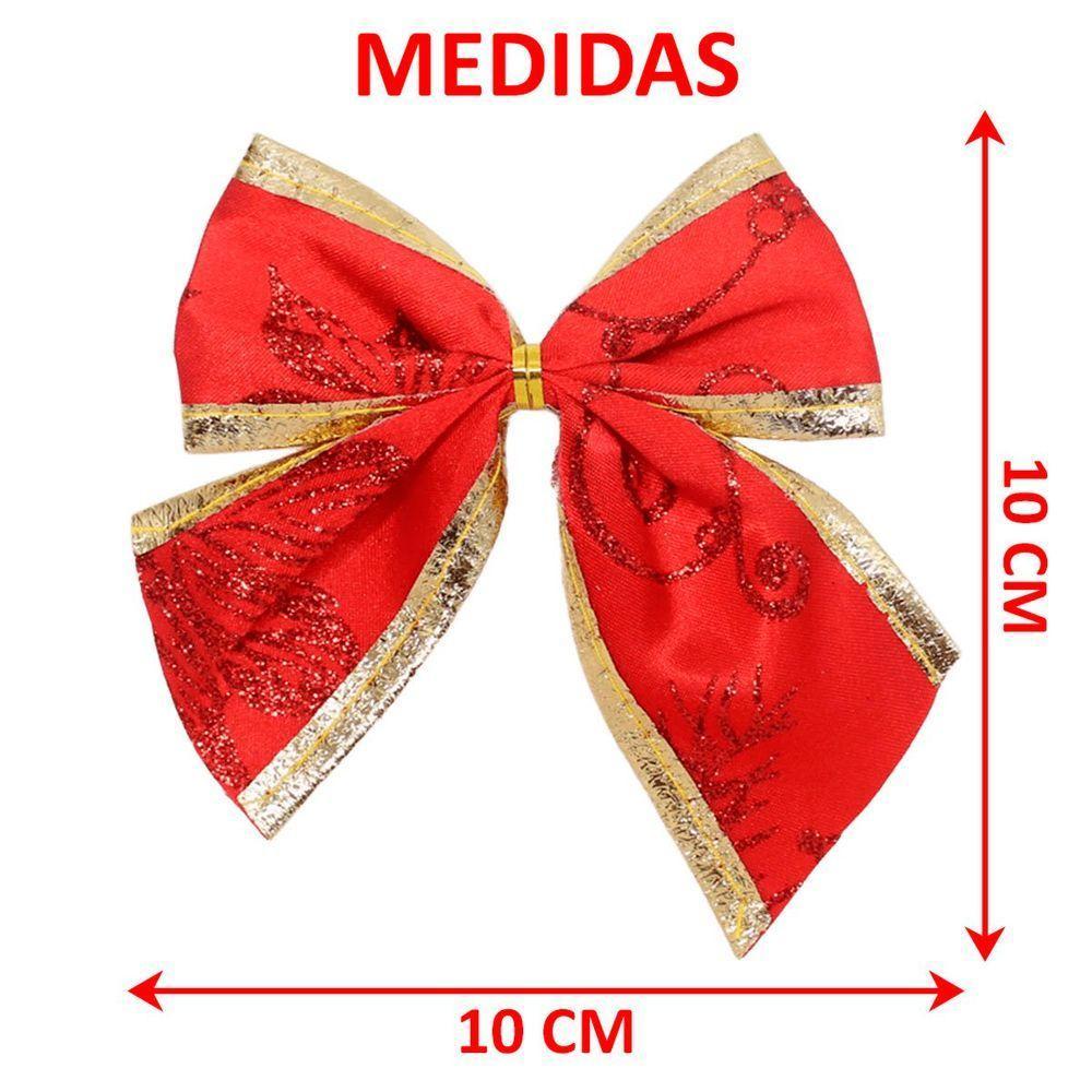 Kit 24 Enfeite Laços Vermelho Natalino árvore Natal De 10cm - 2