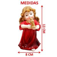Enfeite Anjo Anjinho Vermelho Com Vela Em Resina Natal 13cm - 5