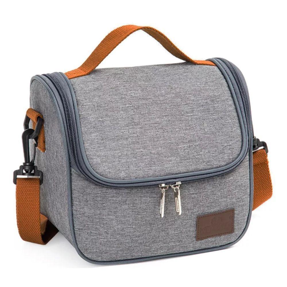 Bolsa Térmica Lancheira Pequena Com Alça Fitness Academia Treino Feminina E Masculina Cinza - 1