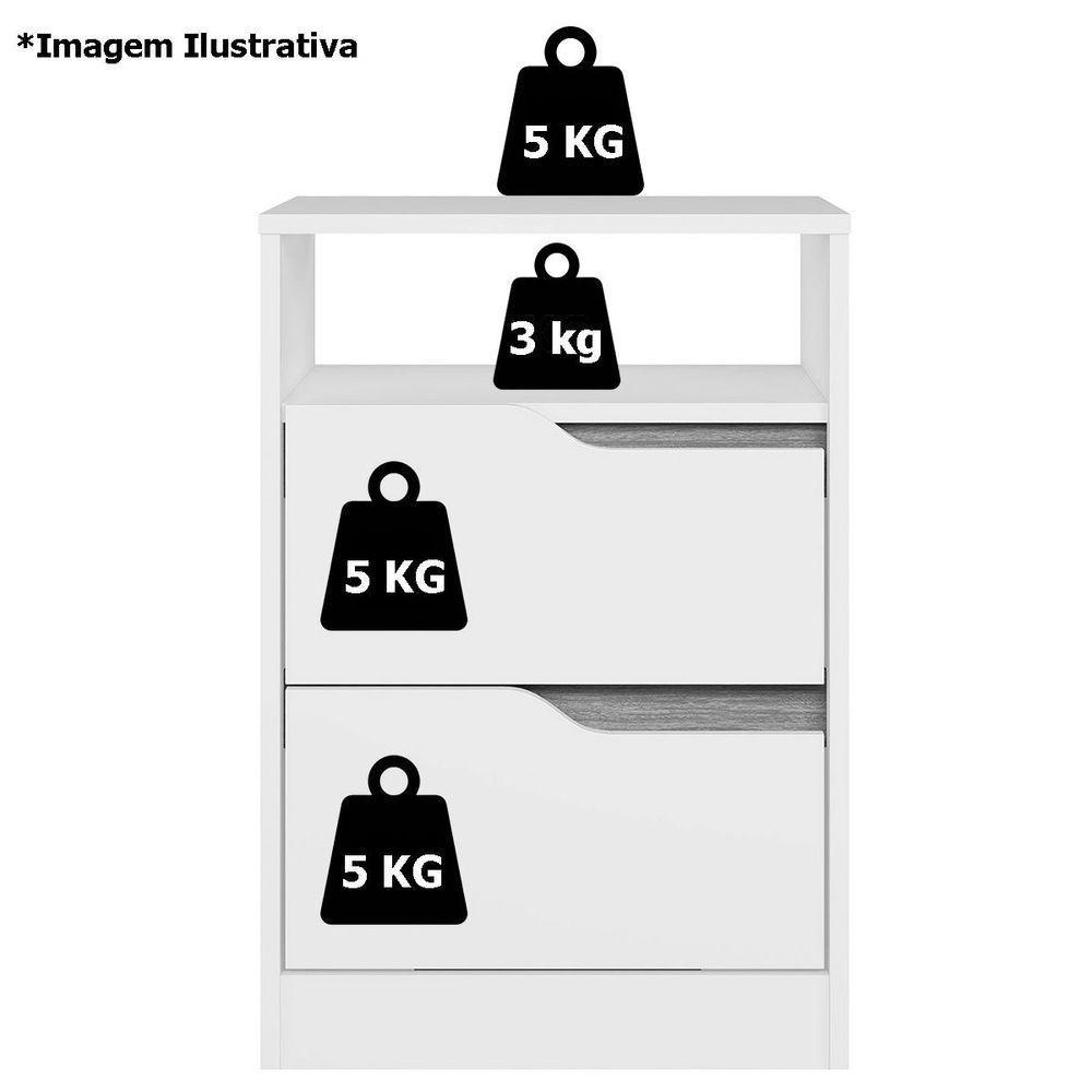 Kit 2 Mesas de Cabeceira 2 Gavetas Sara Flex Branco Freijó - 7