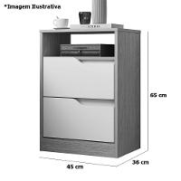 Kit 2 Mesas de Cabeceira 2 Gavetas Sara Flex Branco Freijó