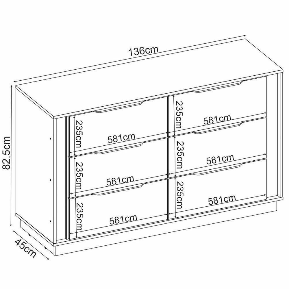 Cômoda Grande Com 6 Gavetas Giane Nogueira - 4