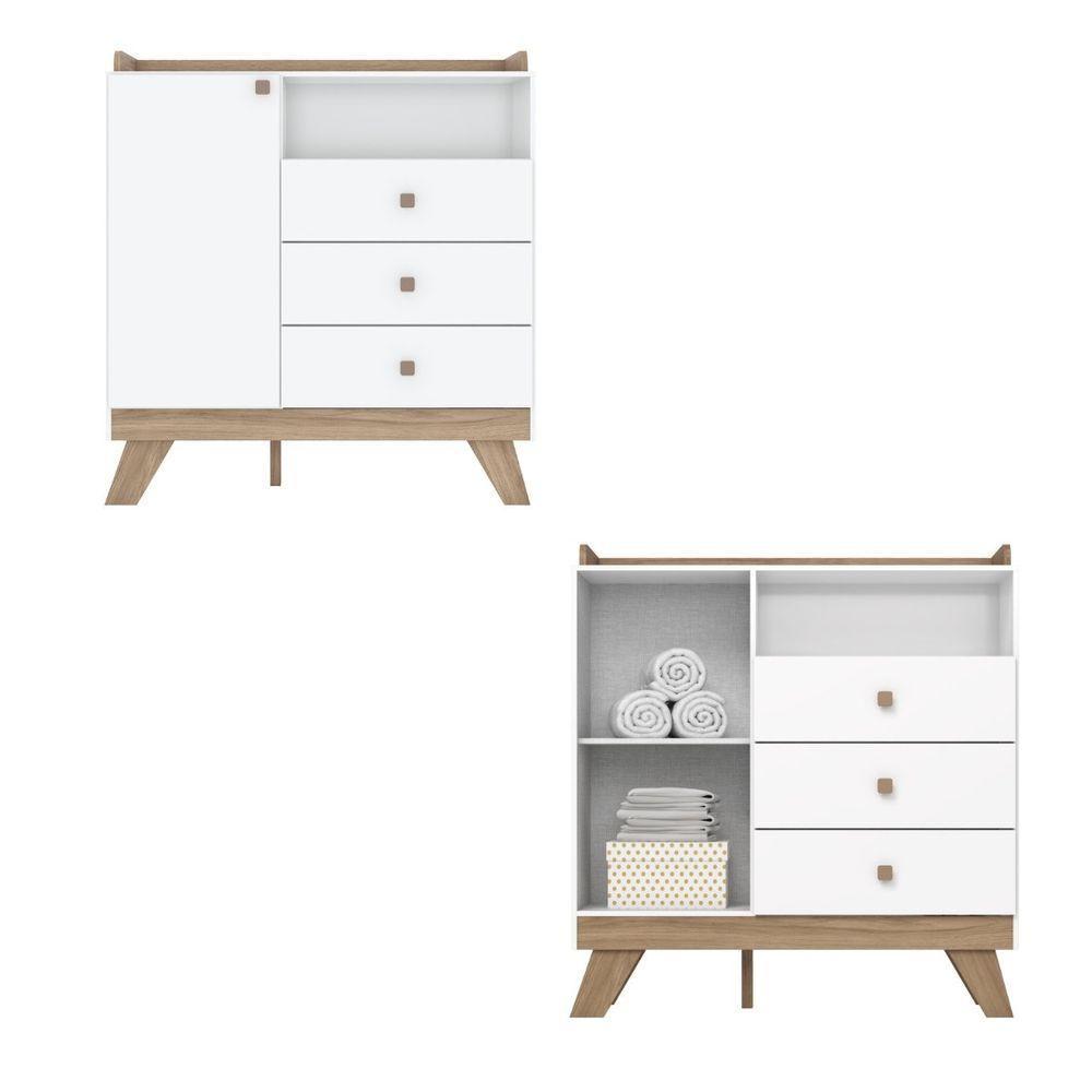 Cômoda 3 Gavetas Com Porta E Nicho Confete Branco Jequitibá Hp - 5