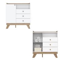 Cômoda 3 Gavetas Com Porta E Nicho Confete Branco Jequitibá Hp - 5