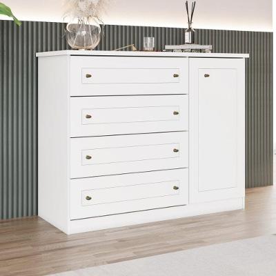 Cômoda Com 4 Gavetas E Porta Americana Branco Hp