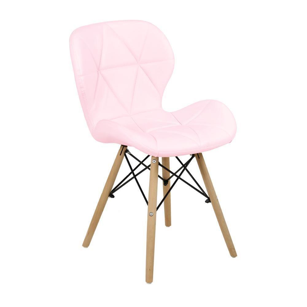 Cadeira Charles Eames Eiffel Slim Wood Estofada - Rosa Claro - 1