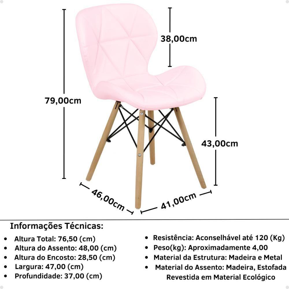 Cadeira Charles Eames Eiffel Slim Wood Estofada - Rosa Claro - 3