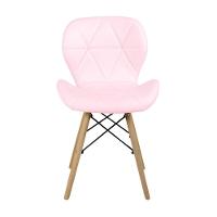 Cadeira Charles Eames Eiffel Slim Wood Estofada - Rosa Claro - 4