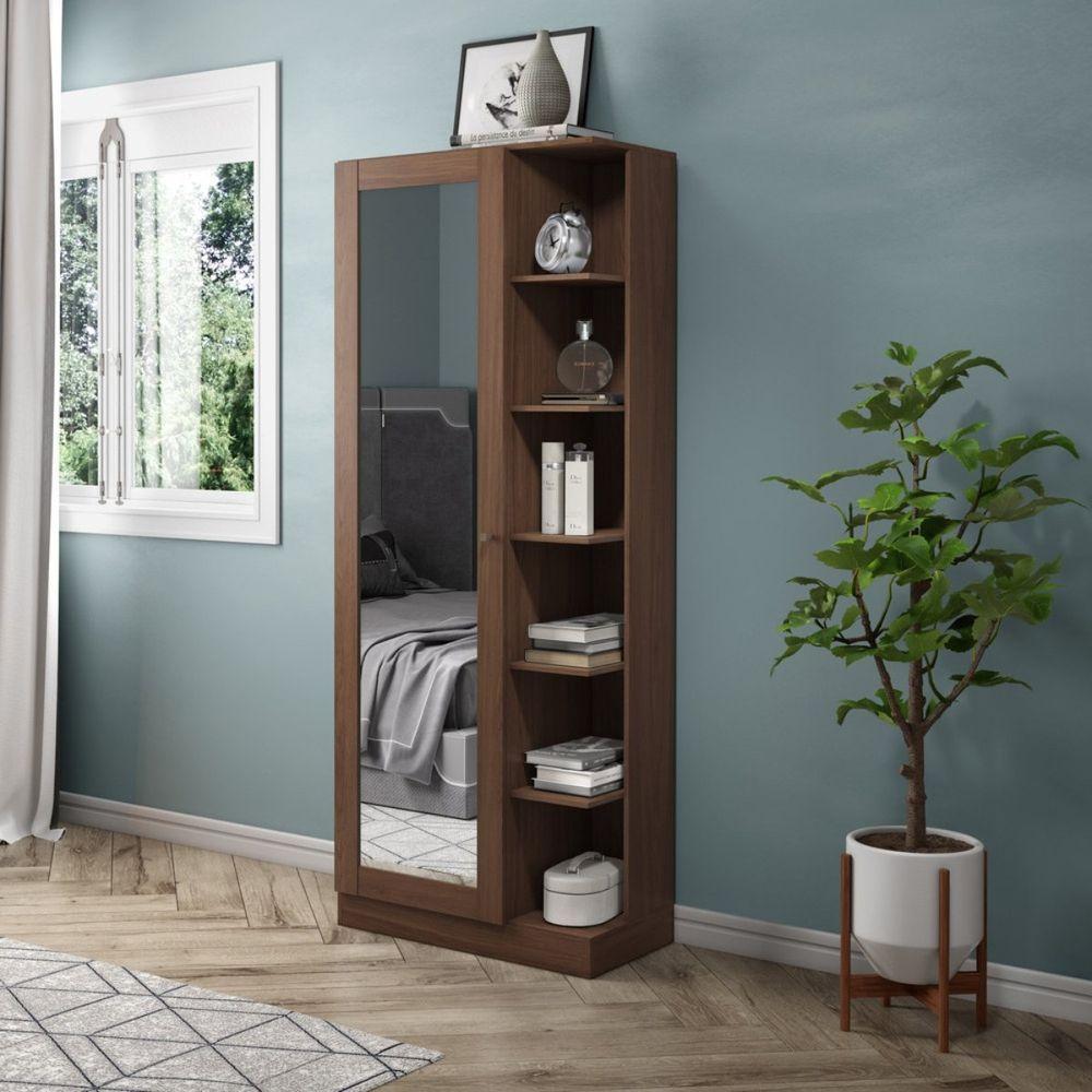 Sapateira Com Espelho E Estante Duetto Castanho Hp - 1