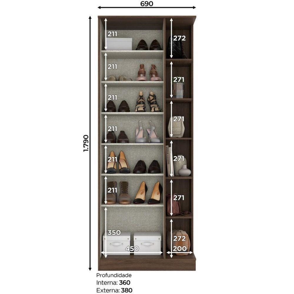 Sapateira Com Espelho E Estante Duetto Castanho Hp - 2