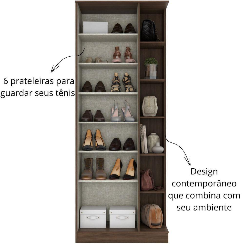 Sapateira Com Espelho E Estante Duetto Castanho Hp - 3