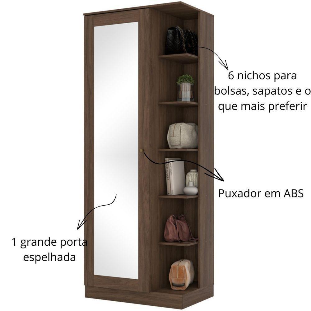 Sapateira Com Espelho E Estante Duetto Castanho Hp - 4
