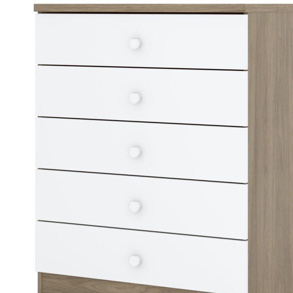 Cômoda Infantil 5 Gavetas Bala De Menta Rústico Branco - 6