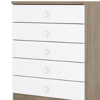 Cômoda Infantil 5 Gavetas Bala De Menta Rústico Branco - 6
