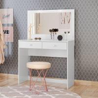 Penteadeira Com Led E Espelho 2 Gavetas Daila Branco - 1