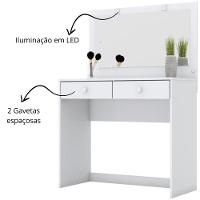 Penteadeira Com Led E Espelho 2 Gavetas Daila Branco - 3