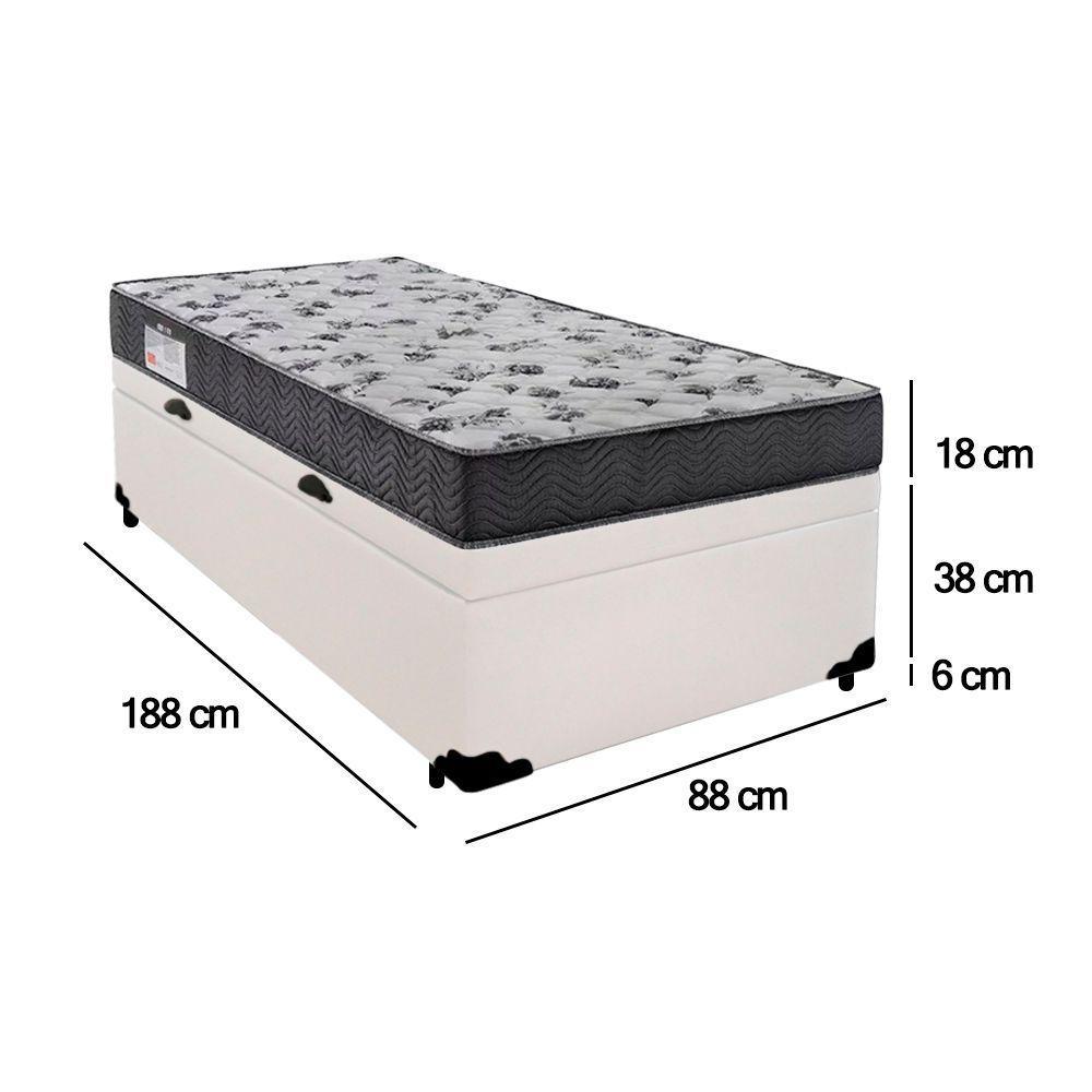 Cama Box Baú Solteiro Sintético + Colchão De Espuma D33 - Sereneprime - 88cm Branco - 3