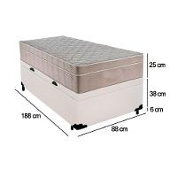Cama Box Baú Solteiro Sintético + Colchão De Molas Ensacadas - Sereneprime - 88cm Branco - 3