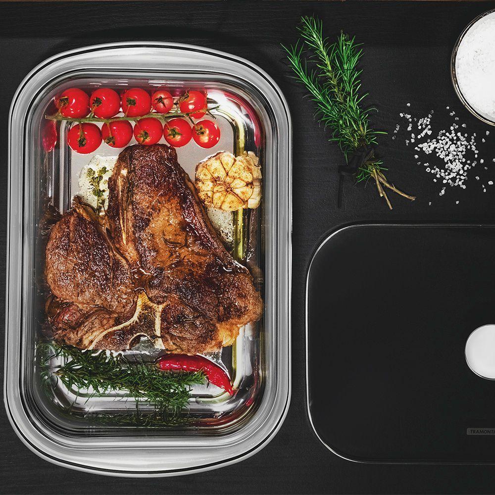 Assadeira Tramontina Cosmos Retangular 61315434 Inox Com Tampa De Vidro Inox 61315434 - 3