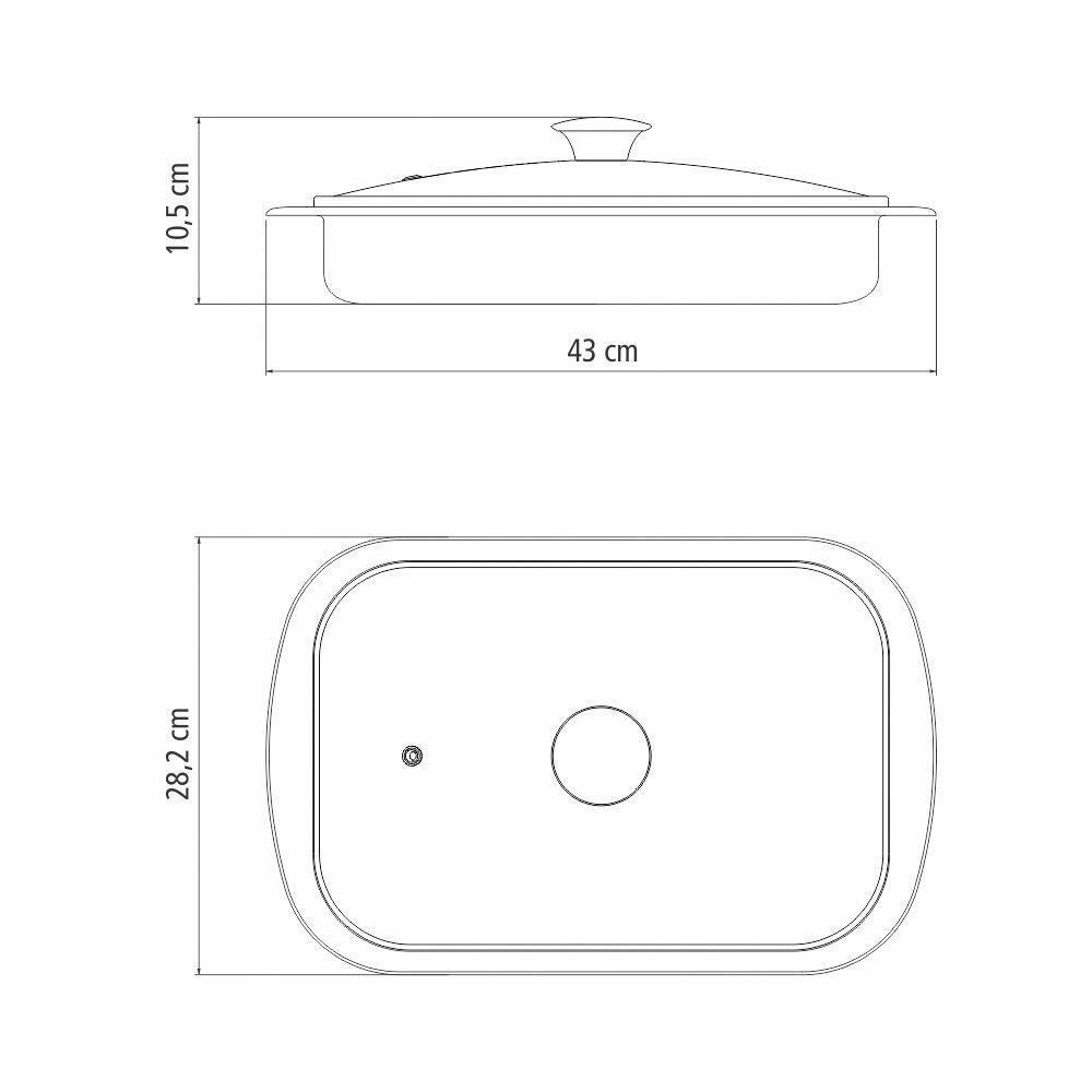 Assadeira Tramontina Cosmos Retangular 61315434 Inox Com Tampa De Vidro Inox 61315434 - 4