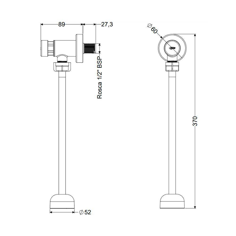 Válvula Para Mictório Com Fechamento Automático Censi Black Fosco Preto 97002-03001 - 2