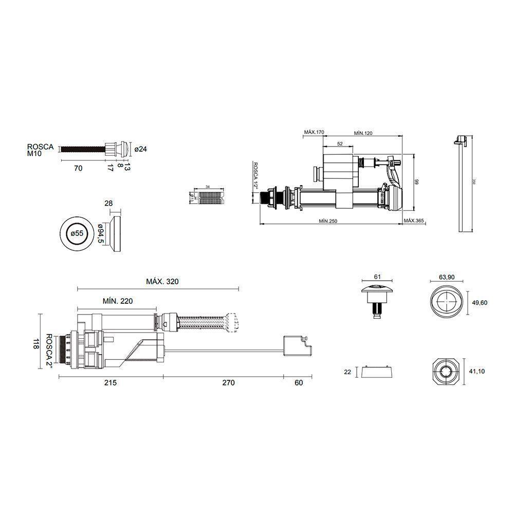 Kit Completo Para Caixas Acopladas Acionamento Duplo Blukit Universal - 3