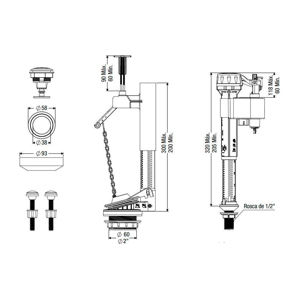 Kit Completo Para Caixas Acopladas Convencional Superior Com Castelo Censi - 3