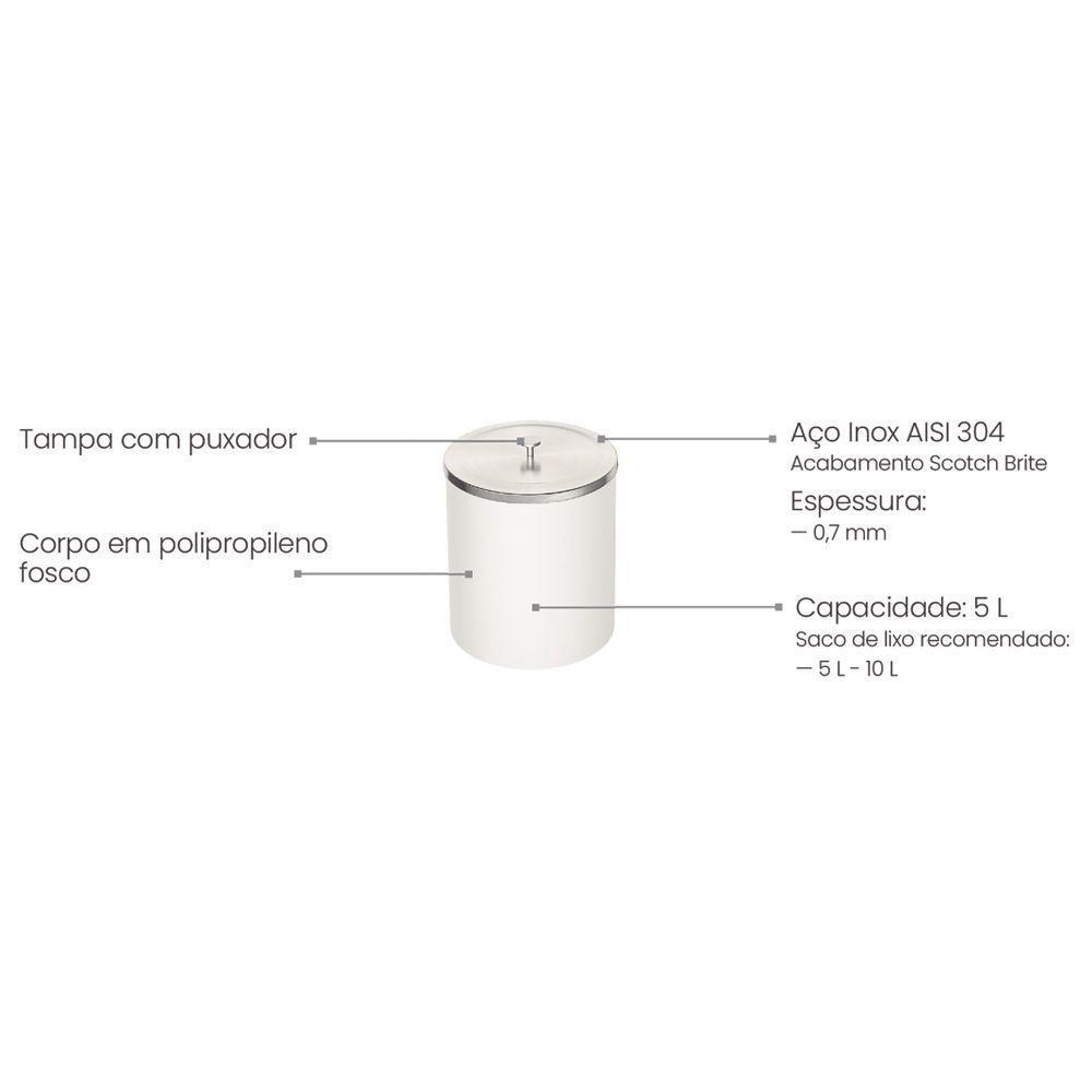 Lixeira Tramontina útil 5l Redonda Branca 94540027 - 2