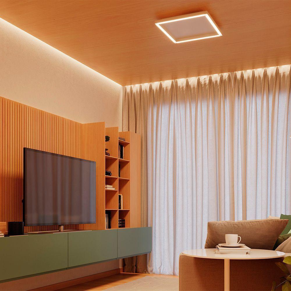 Plafon Led Blumenau Square De Sobrepor 15w Bivolt Branco Fosco 2700k Luz Amarela - 2