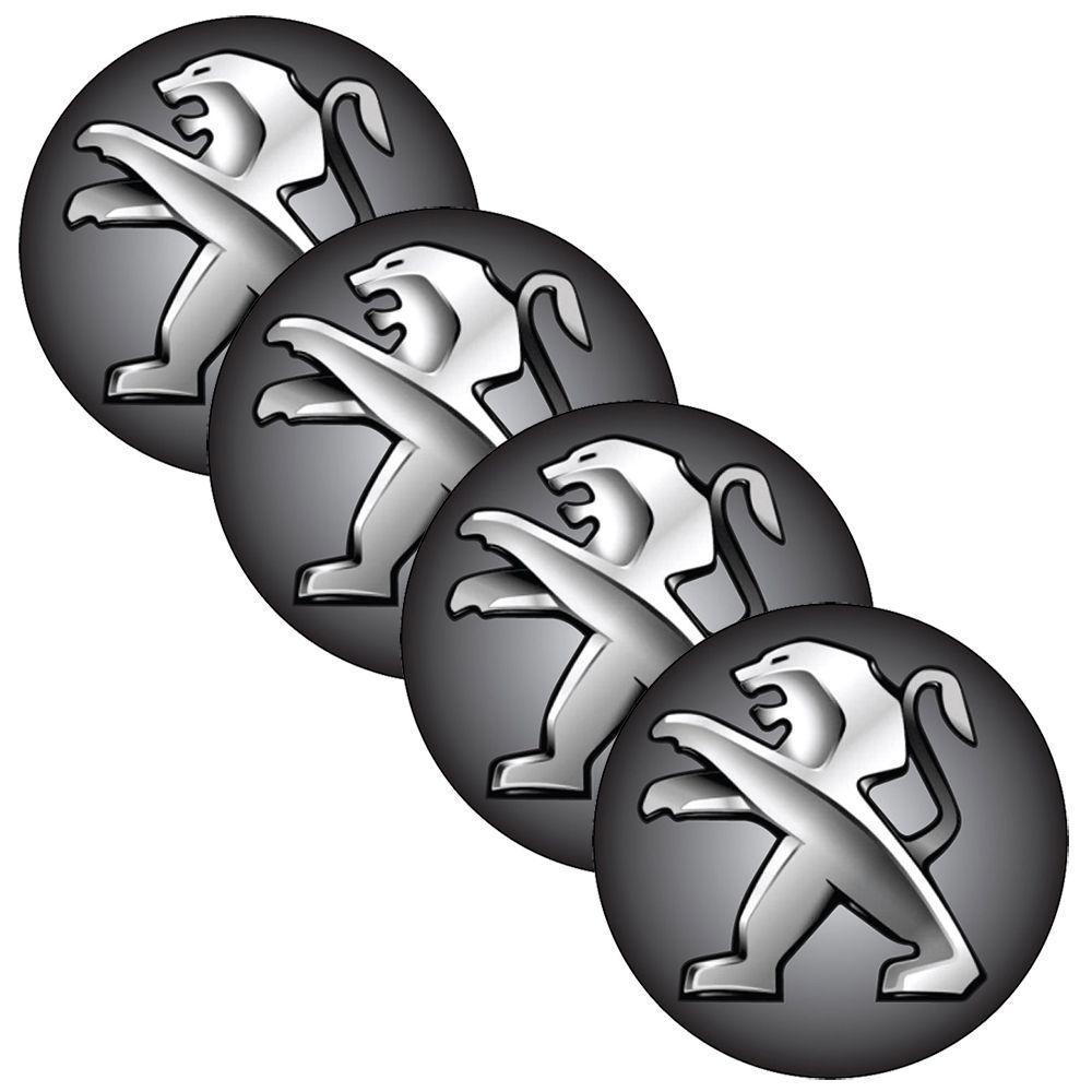 Jogo Bottom/ Emblema Para Calota Peugeot 51mm Degrade 4 Pecas Resinado - 1