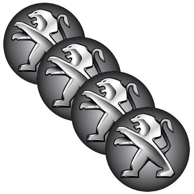 Jogo Bottom/ Emblema Para Calota Peugeot 51mm Degrade 4 Pecas Resinado