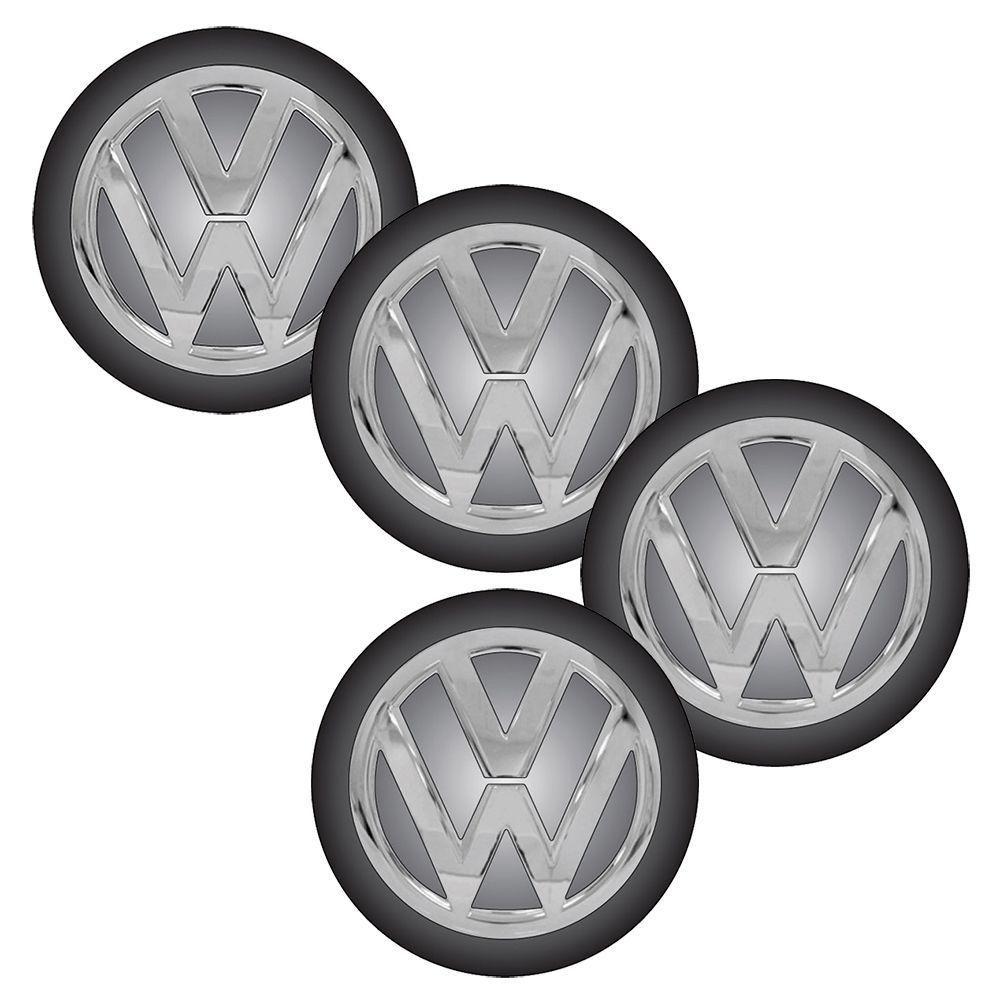 Jogo Bottom/emblema Pr Calota Vw51mm Degrade 4pecas Resinado - 1
