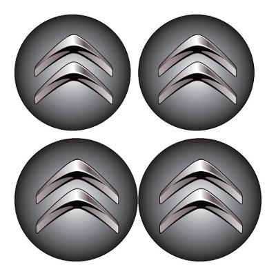 Jogo Bottom/ Emblema Para Calota Citroen 48mm Degrade 4 Pecas Resinado