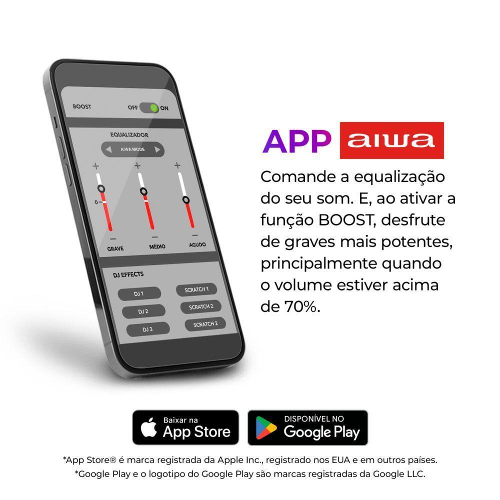 Caixa De Som Boombox Plus Aiwa BBS-01-B 200W Bluetooth 30h IP66 USB Preto Boombox AWS-BBS-01-B Bivolt - 8