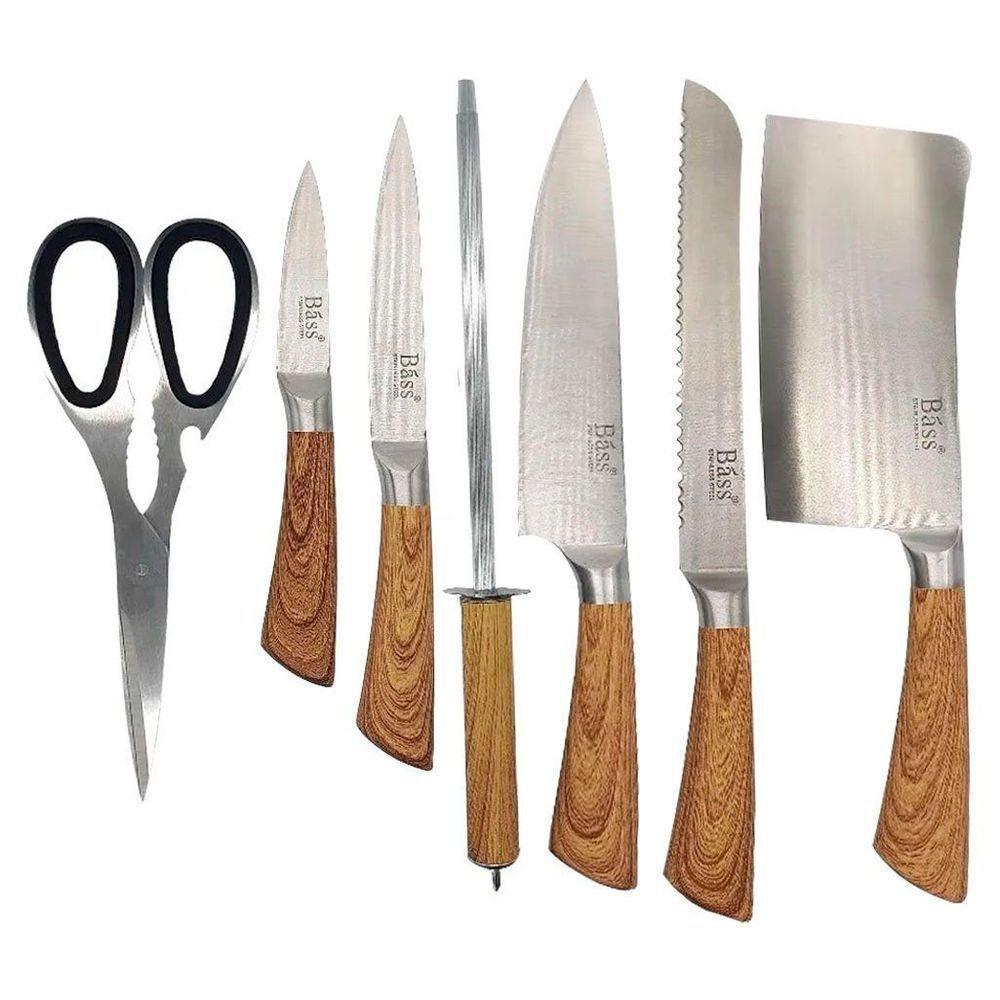 Jogo De Facas Cabo De Madeira Com Barra Magnética Bass® - 3