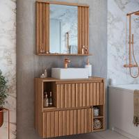 Kit Espelheira E Gabinete 70 Cm Com Cuba Branca Cj1000 Mell Faem Mell - 5