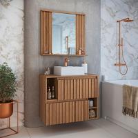 Kit Espelheira E Gabinete 70 Cm Com Cuba Branca Cj1000 Mell Faem Mell - 7