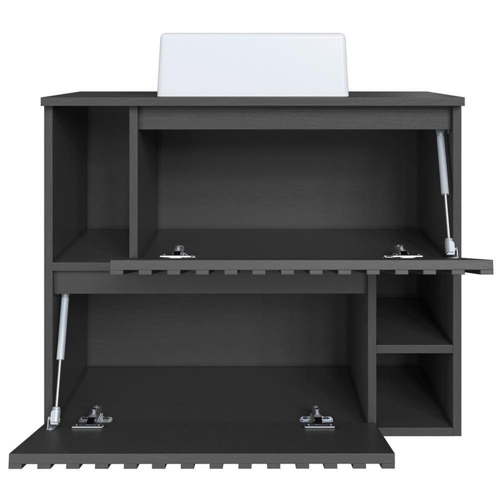 Kit Espelheira E Gabinete 70 Cm Com Cuba Branca Cj1000 Grafite Faem Grafite - 6