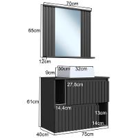 Kit Espelheira E Gabinete 70 Cm Com Cuba Branca Cj1000 Grafite Faem Grafite - 3