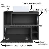 Kit Espelheira E Gabinete 70 Cm Com Cuba Branca Cj1000 Grafite Faem Grafite