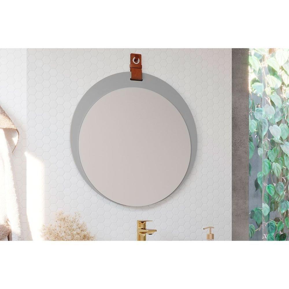 Espelheira De Banheiro Lua Parede Oval 60x60cm Cimento - Mgm - 1