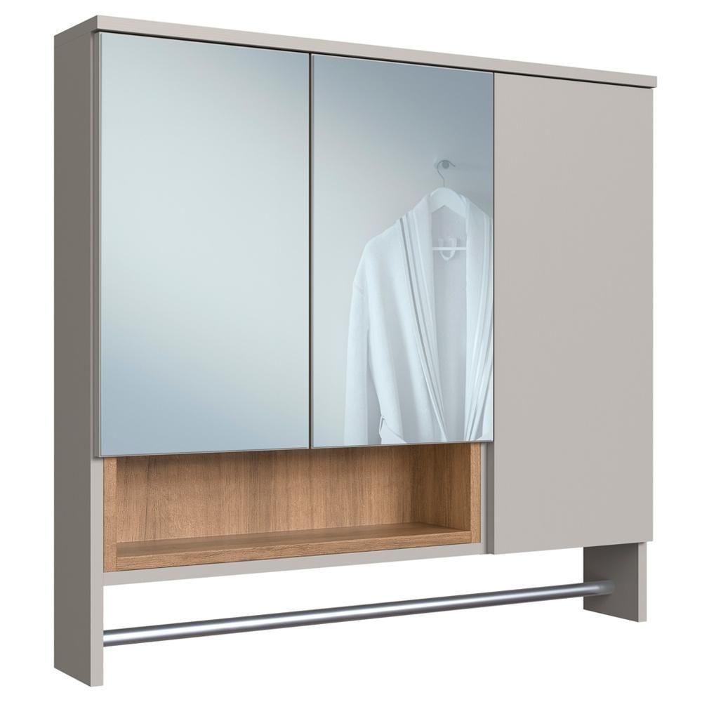 Espelheira Com Toalheiro 3 Portas E Nicho 80 Cm Es9002 Mell Arenas Faem Mell Arenas - 1