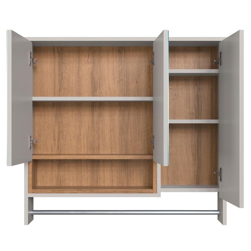 Espelheira Com Toalheiro 3 Portas E Nicho 80 Cm Es9002 Mell Arenas Faem Mell Arenas - 7