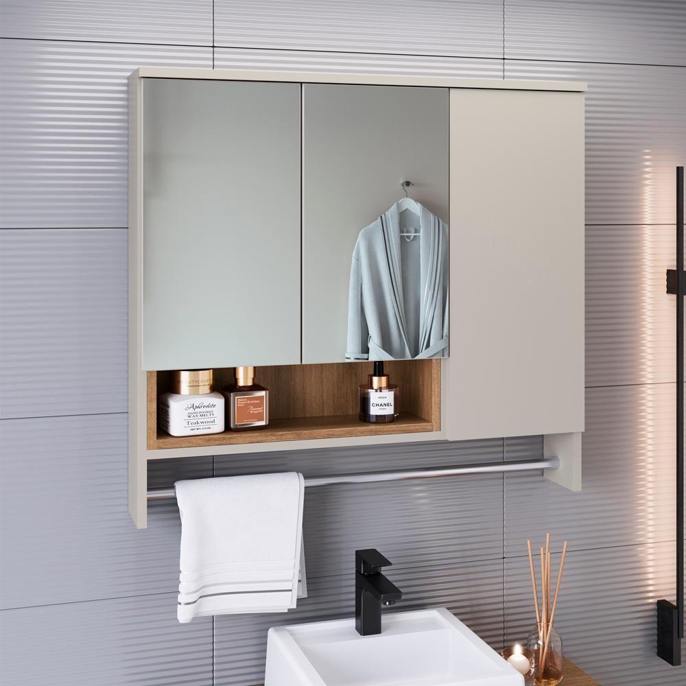 Espelheira Com Toalheiro 3 Portas E Nicho 80 Cm Es9002 Mell Arenas Faem Mell Arenas - 8